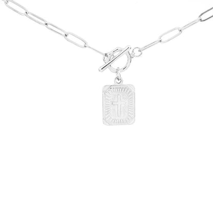 Cross Pendant Paperclip Chain Necklace