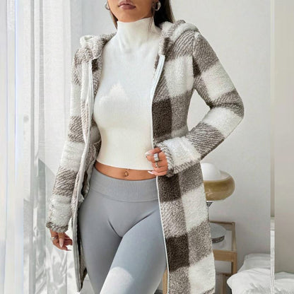 🍂🧥50%Rabatt!!!🛍️✨Karierte Kapuzenjacke für Damen mit Reißverschluss✈Versandkostenfrei