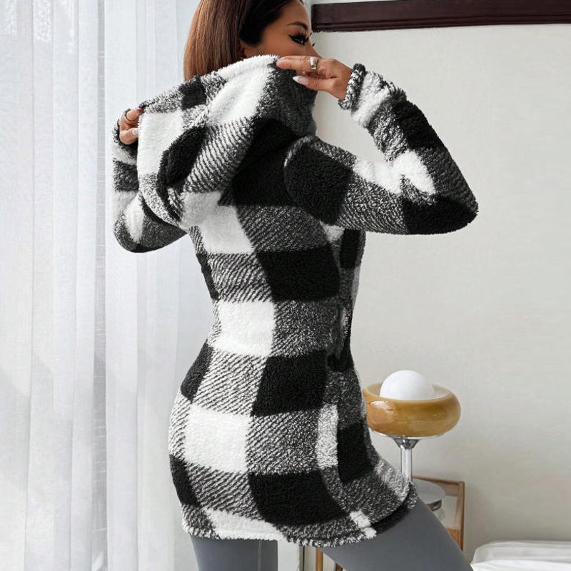 🍂🧥50%Rabatt!!!🛍️✨Karierte Kapuzenjacke für Damen mit Reißverschluss✈Versandkostenfrei