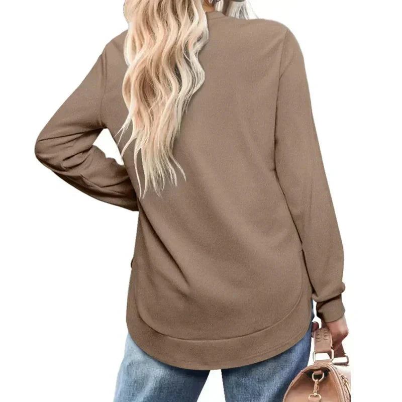 ⏰Heißer Verkauf - Damen-Sweatshirt mit Rundhalsausschnitt und abgerundetem Saum