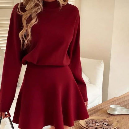 ✨✨Begrenzter Vorrat verfügbar, nicht verpassen!🌸Damen-Minikleid aus Strick mit Stehkragen und A-Linien-Schnitt👗