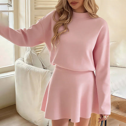 ✨✨Begrenzter Vorrat verfügbar, nicht verpassen!🌸Damen-Minikleid aus Strick mit Stehkragen und A-Linien-Schnitt👗