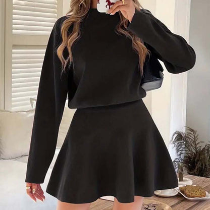 ✨✨Begrenzter Vorrat verfügbar, nicht verpassen!🌸Damen-Minikleid aus Strick mit Stehkragen und A-Linien-Schnitt👗