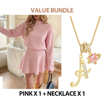 ✨✨Begrenzter Vorrat verfügbar, nicht verpassen!🌸Damen-Minikleid aus Strick mit Stehkragen und A-Linien-Schnitt👗