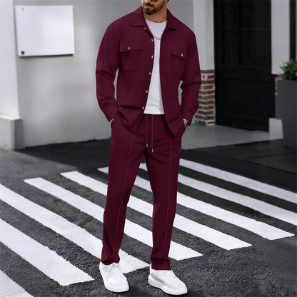 🏃‍♀️ Es wird im Akkord weggeschnappt – zögern Sie nicht！🔥Herren-Set aus Waffel-Button-Down-Jacke und Hose