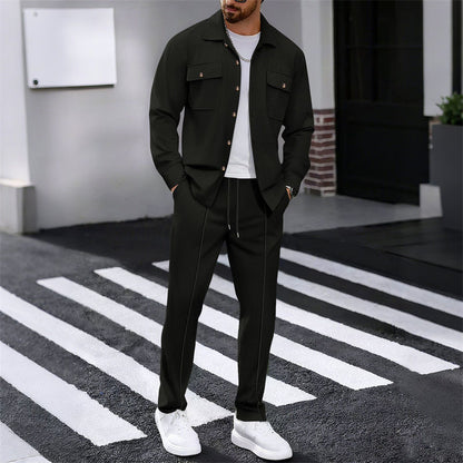 🏃‍♀️ Es wird im Akkord weggeschnappt – zögern Sie nicht！🔥Herren-Set aus Waffel-Button-Down-Jacke und Hose