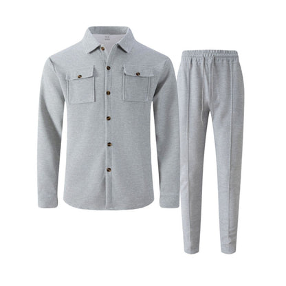 🏃‍♀️ Es wird im Akkord weggeschnappt – zögern Sie nicht！🔥Herren-Set aus Waffel-Button-Down-Jacke und Hose