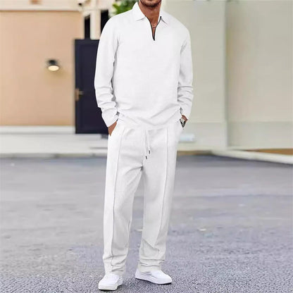 🏃👖Herren-Set aus Sweatshirt mit Waffelstrick und Hose mit geradem Bein