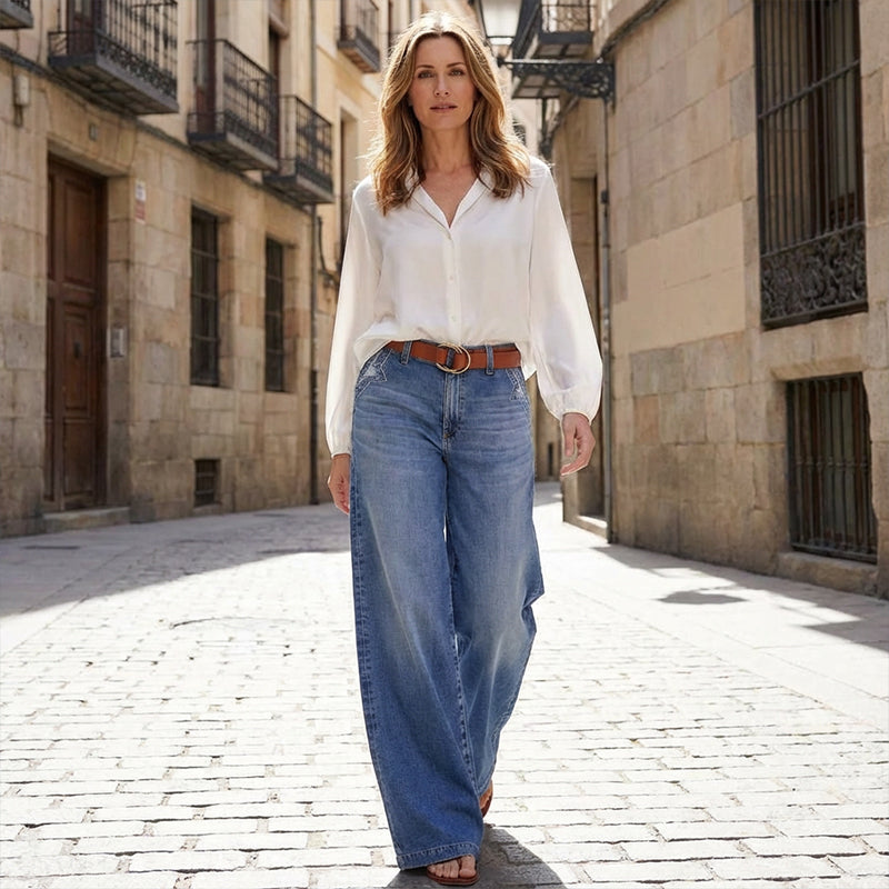 🔥🔥50% RABATT!🎁👖Damen Hochbund & Weitbein: Retro-Style, Bequeme Passform & Lässiger Look 👖✨