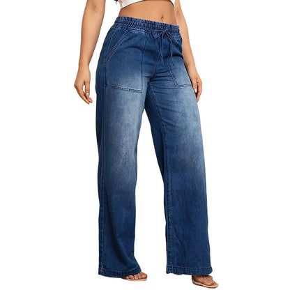 📢🎉50%Rabatt!!!🛍️🥰Damen-Jeans mit weitem Bein und Kordelzug in der Taille