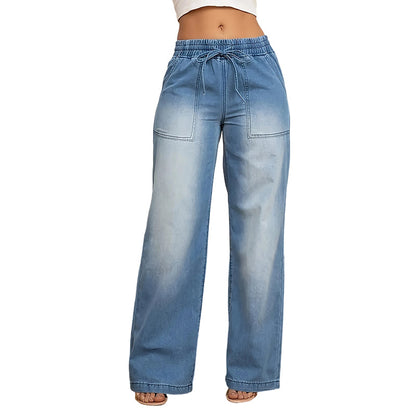 📢🎉50%Rabatt!!!🛍️🥰Damen-Jeans mit weitem Bein und Kordelzug in der Taille