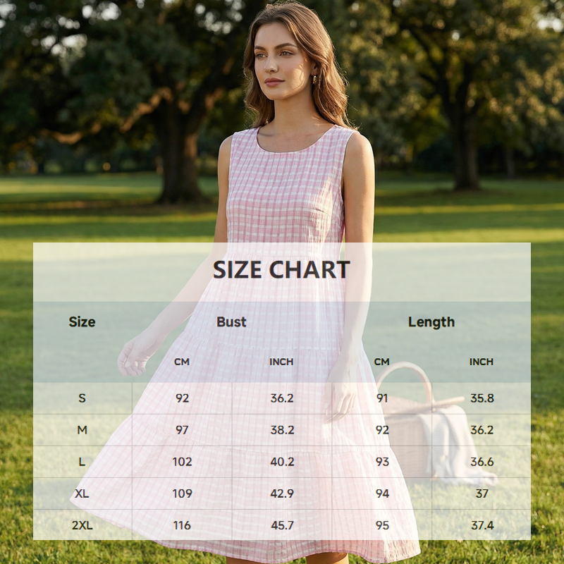 💖LETZTER TAG – 50 % RABATT 💖 Damen Freizeit-Kleid, ärmellos, kariert, A-Linie