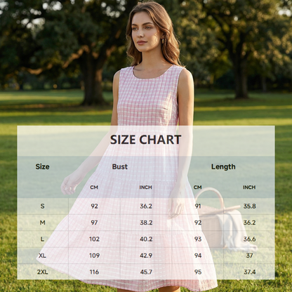 💖LETZTER TAG – 50 % RABATT 💖 Damen Freizeit-Kleid, ärmellos, kariert, A-Linie