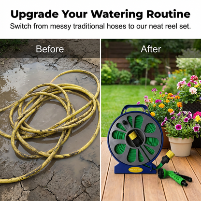 Retractable Garden Hose Reel with Spray Nozzle