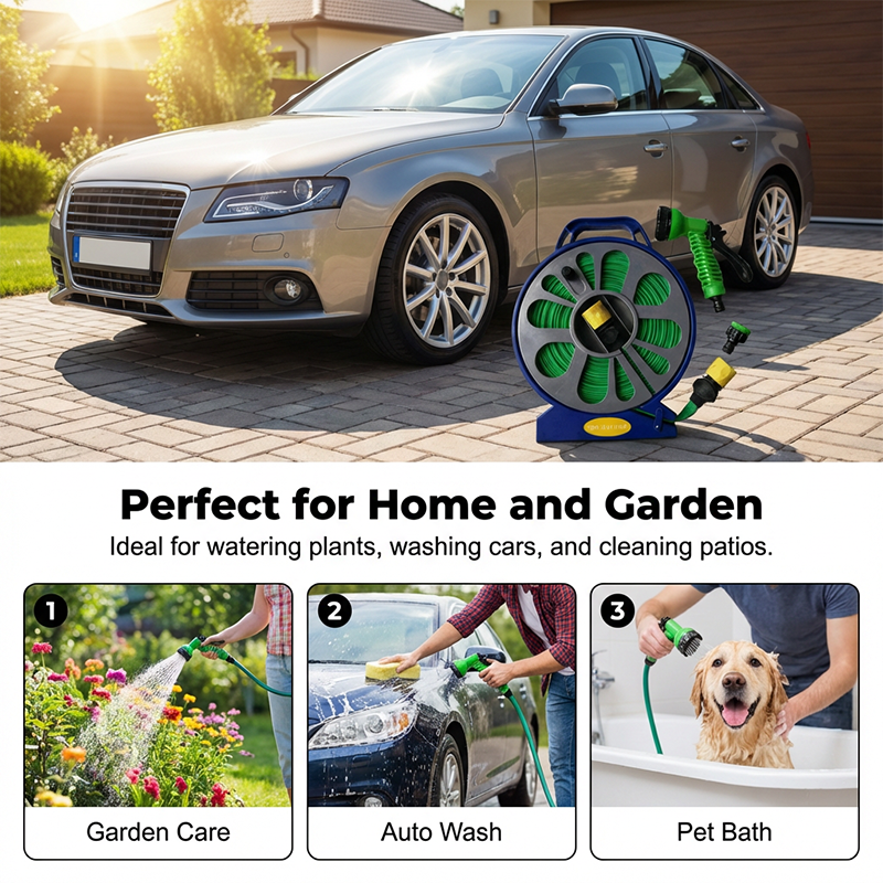Retractable Garden Hose Reel with Spray Nozzle