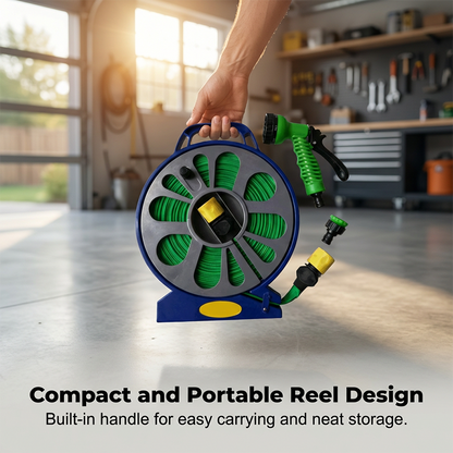 Retractable Garden Hose Reel with Spray Nozzle
