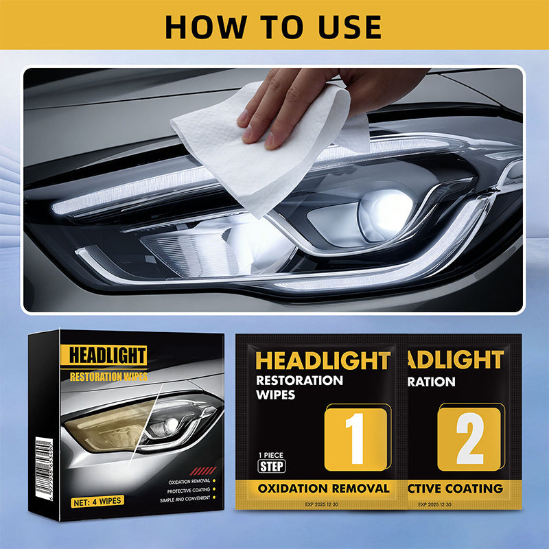 📢📢Buy 5 get 5 free⏰2-Step Car Headlight Restoration Wipe Kit🚗💡✨