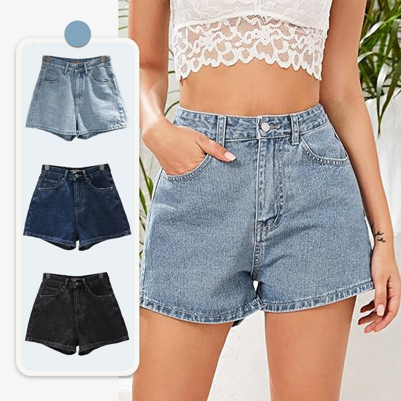 Women's High-Waist Loose Fit Denim Shorts