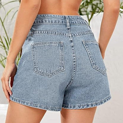 Women's High-Waist Loose Fit Denim Shorts