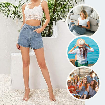 Women's High-Waist Loose Fit Denim Shorts