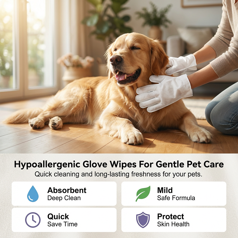 Hypoallergenic Pet Grooming Glove Wipes