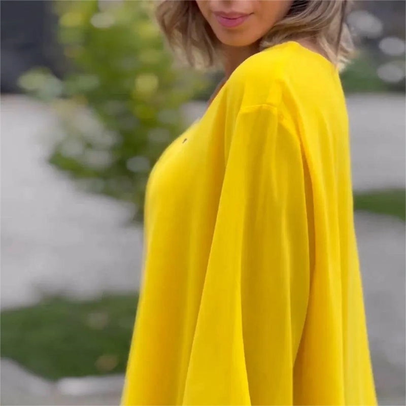 👚 50% RABATT! ✨ Doppelschichtige Weiche Oberteile mit V-Ausschnitt-Reißverschluss & 3/4-Ärmeln – Elegant, Bequem & Perfekt Für Den Alltag 🌸