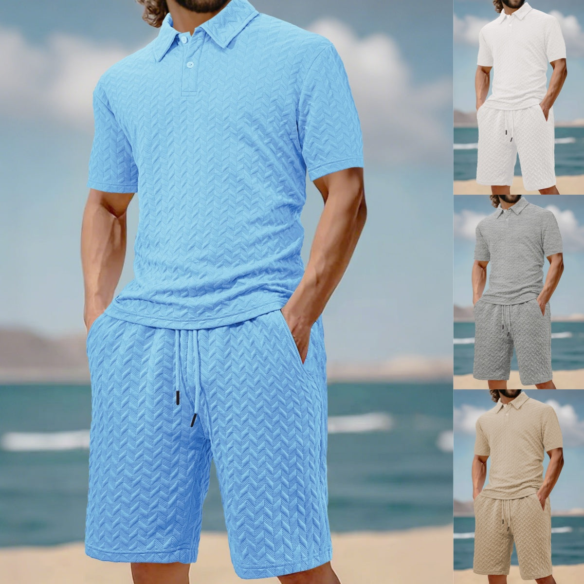 Men's Casual Shirt & Shorts 2-Piece Set