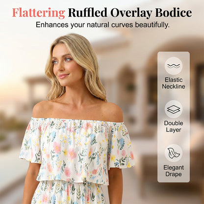 🌺 LIMITIERT: 50% RABATT! 🔥 Boho Off-Shoulder Maxikleid mit Schlitz & Taschen – Leicht, Weiblich & Perfekt für den Alltag 👗