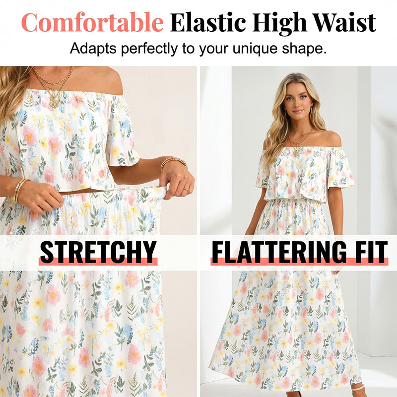 🌺 LIMITIERT: 50% RABATT! 🔥 Boho Off-Shoulder Maxikleid mit Schlitz & Taschen – Leicht, Weiblich & Perfekt für den Alltag 👗