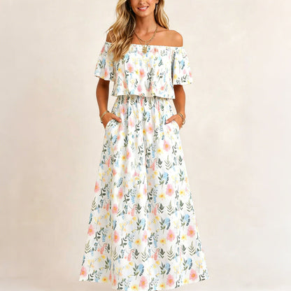 🌺 LIMITIERT: 50% RABATT! 🔥 Boho Off-Shoulder Maxikleid mit Schlitz & Taschen – Leicht, Weiblich & Perfekt für den Alltag 👗