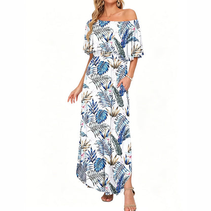 🌺 LIMITIERT: 50% RABATT! 🔥 Boho Off-Shoulder Maxikleid mit Schlitz & Taschen – Leicht, Weiblich & Perfekt für den Alltag 👗
