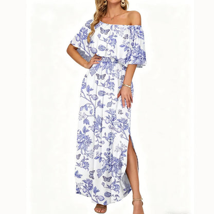 🌺 LIMITIERT: 50% RABATT! 🔥 Boho Off-Shoulder Maxikleid mit Schlitz & Taschen – Leicht, Weiblich & Perfekt für den Alltag 👗