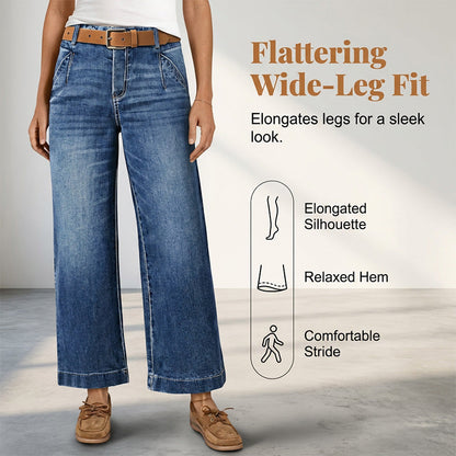 👖Damenjeans mit hoher Taille und geradem Bein✨