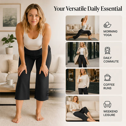 Damen Hochbund Stretch-Caprihose