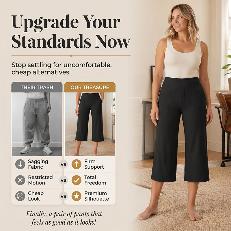 Damen Hochbund Stretch-Caprihose