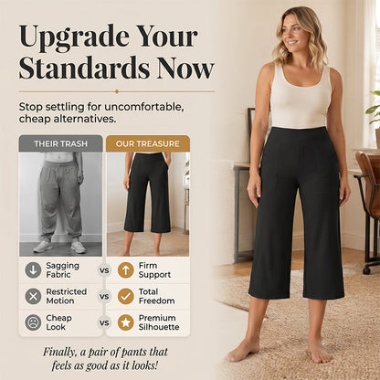 Damen Hochbund Stretch-Caprihose