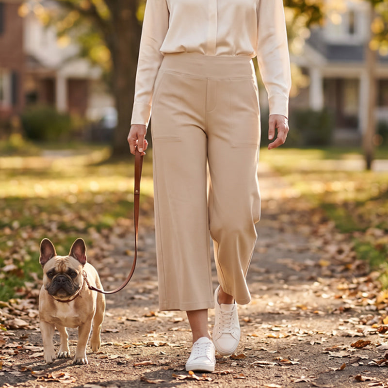 Damen Hochbund Stretch-Caprihose