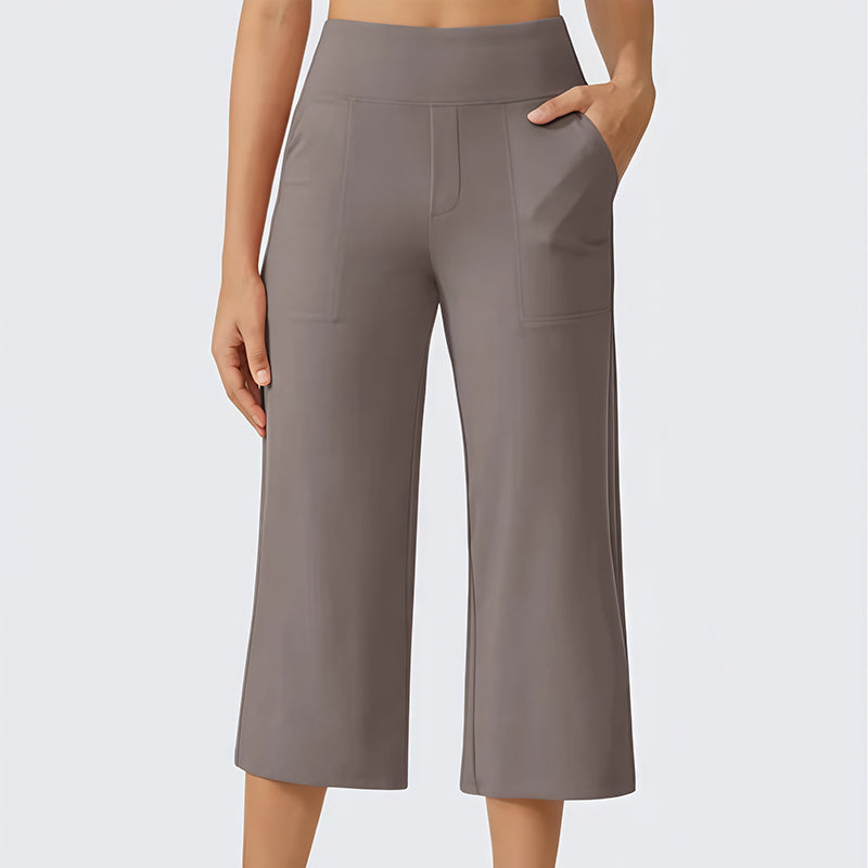 Damen Hochbund Stretch-Caprihose