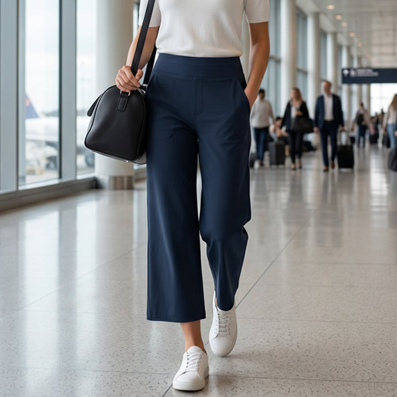 Damen Hochbund Stretch-Caprihose