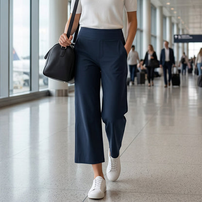 Damen Hochbund Stretch-Caprihose