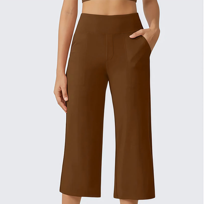 Damen Hochbund Stretch-Caprihose