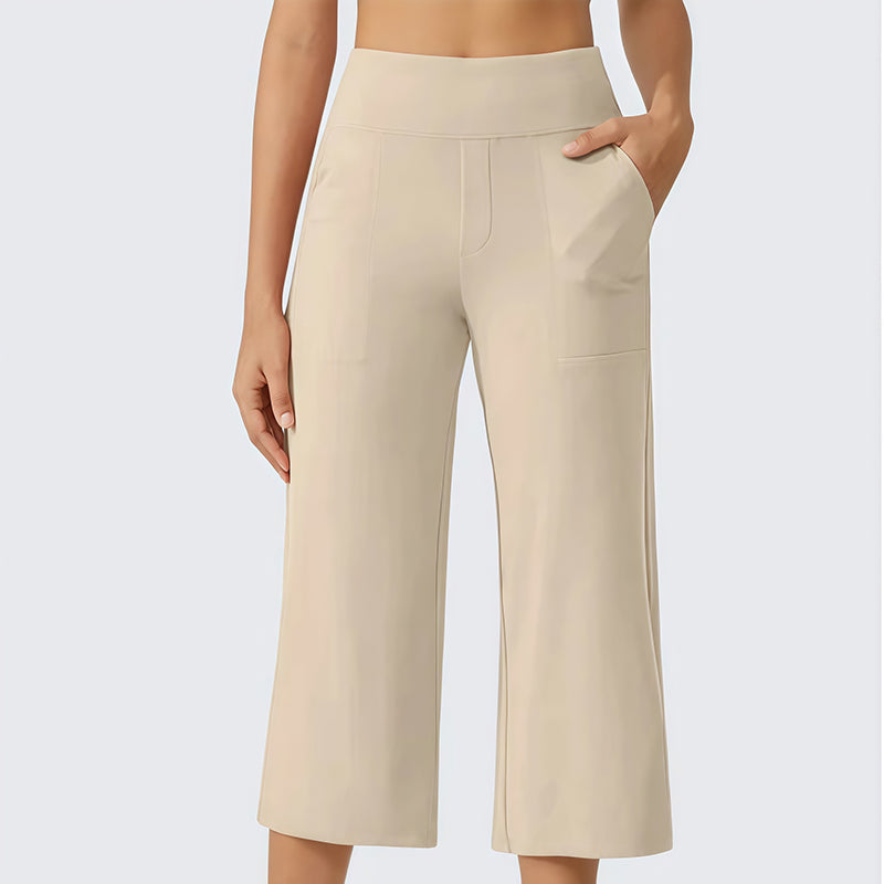 Damen Hochbund Stretch-Caprihose