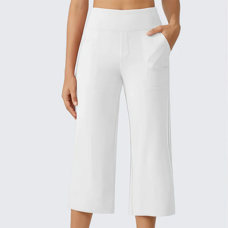 Damen Hochbund Stretch-Caprihose