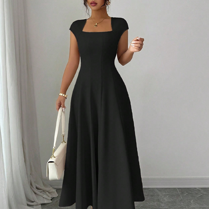 ⚡ Heute halber Preis! Elegantes A-Linien-Kleid für Damen mit quadratischem Ausschnitt, schmal geschnitten, langes Kleid