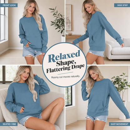 Damen Lässiges Oversized Rundhals-Sweatshirt