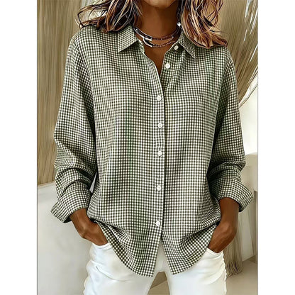 Langärmliges Retro-Karo-Oberteil für Damen