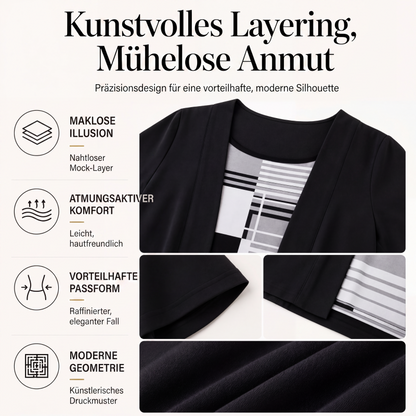 📢📢50%Rabatt!!!🎉✨Damen-Oberteil im Farbblock-Design, Fake-Layer-Look