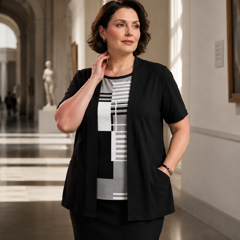 📢📢50%Rabatt!!!🎉✨Damen-Oberteil im Farbblock-Design, Fake-Layer-Look