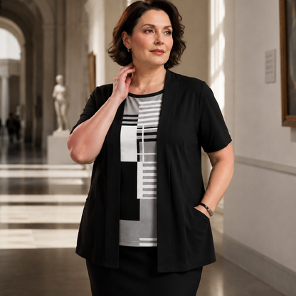 📢📢50%Rabatt!!!🎉✨Damen-Oberteil im Farbblock-Design, Fake-Layer-Look
