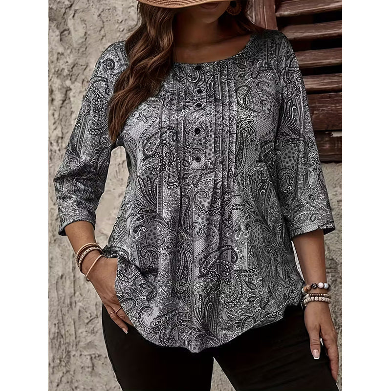 💫 Jetzt im Trend – Lockeres Paisley-Top mit Bindevorderseite – vielseitig und elegant ✨